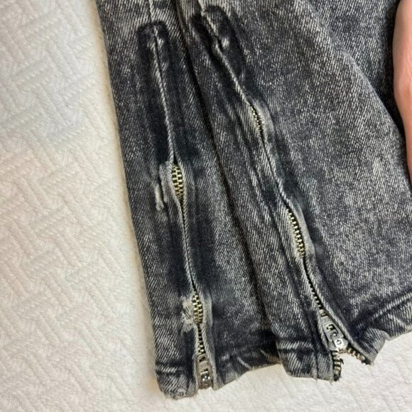 Lux Tapered Black Slim Fit Acid Washed Skinny Jeans Pants - Size 26 to 27 - Picture 4 of 9